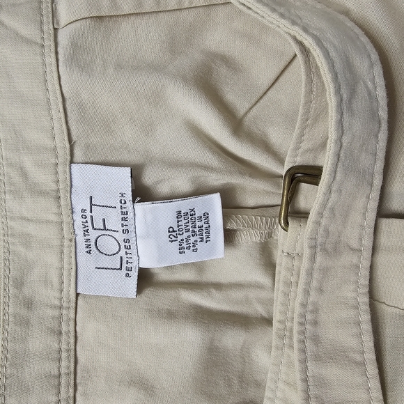 LOFT Light Tan Cropped Pants with Belt - Picture 4 of 5